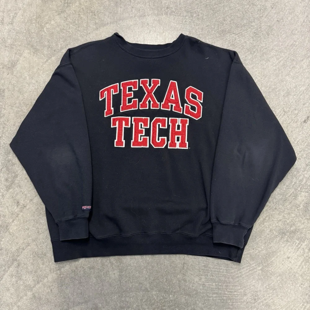 Vintage Texas Tech Crewneck Red Raider Black Red Sweatshirt USA Mexico Sz XL